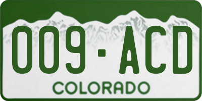 CO license plate 009ACD