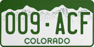 CO license plate 009ACF