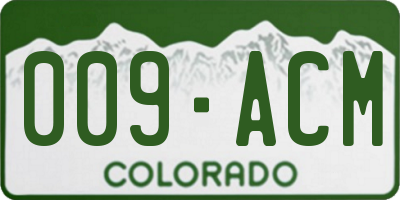 CO license plate 009ACM