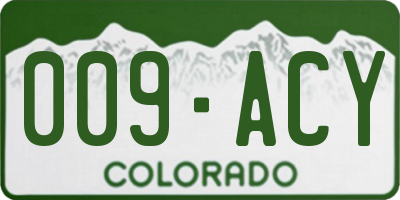 CO license plate 009ACY
