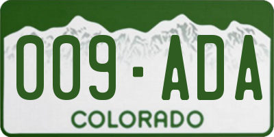 CO license plate 009ADA
