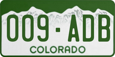 CO license plate 009ADB