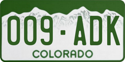 CO license plate 009ADK