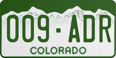 CO license plate 009ADR