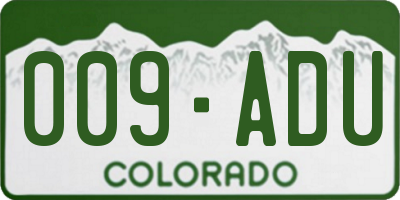 CO license plate 009ADU
