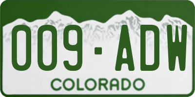 CO license plate 009ADW
