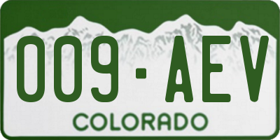 CO license plate 009AEV