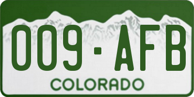 CO license plate 009AFB