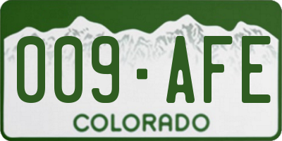 CO license plate 009AFE