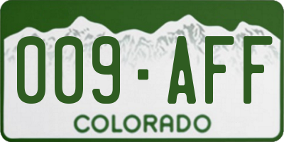 CO license plate 009AFF