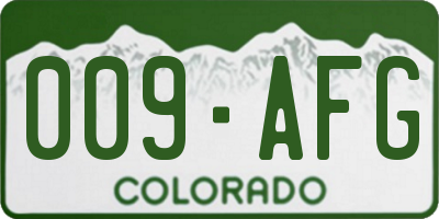CO license plate 009AFG