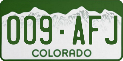 CO license plate 009AFJ