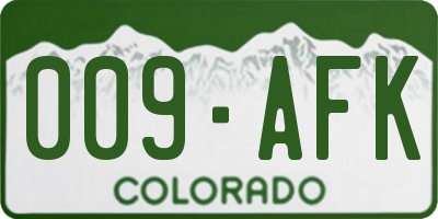 CO license plate 009AFK