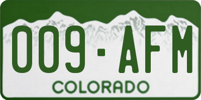 CO license plate 009AFM