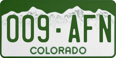 CO license plate 009AFN