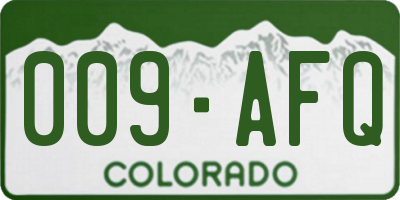 CO license plate 009AFQ