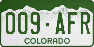 CO license plate 009AFR