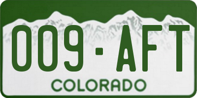 CO license plate 009AFT