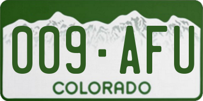 CO license plate 009AFU