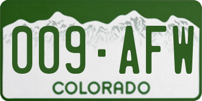 CO license plate 009AFW