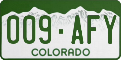 CO license plate 009AFY