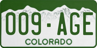 CO license plate 009AGE