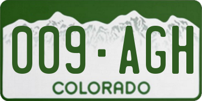 CO license plate 009AGH