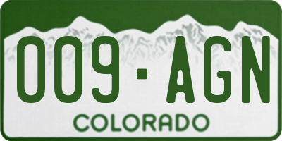 CO license plate 009AGN