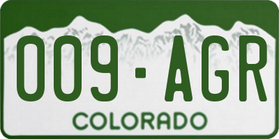 CO license plate 009AGR