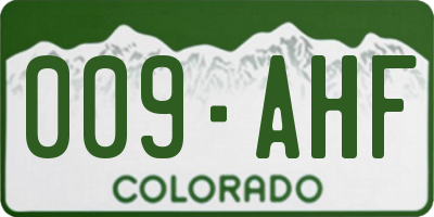 CO license plate 009AHF