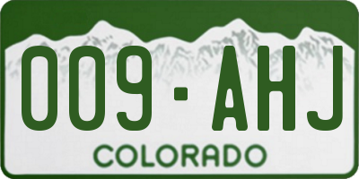 CO license plate 009AHJ