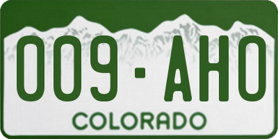 CO license plate 009AHO