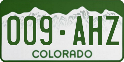 CO license plate 009AHZ