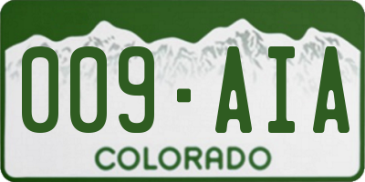CO license plate 009AIA