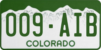 CO license plate 009AIB
