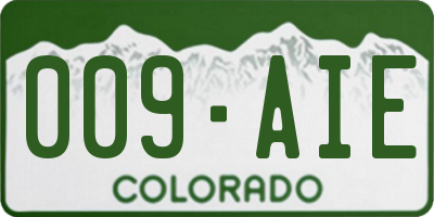 CO license plate 009AIE