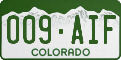 CO license plate 009AIF