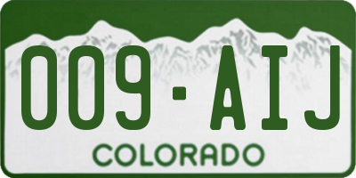 CO license plate 009AIJ