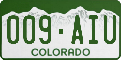 CO license plate 009AIU