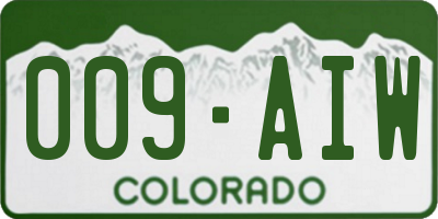 CO license plate 009AIW