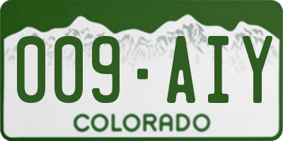 CO license plate 009AIY