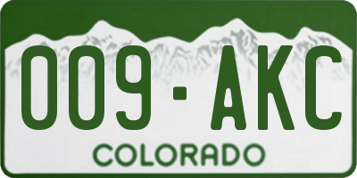 CO license plate 009AKC