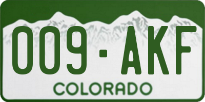 CO license plate 009AKF