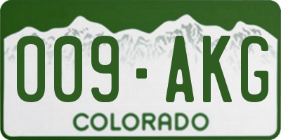 CO license plate 009AKG