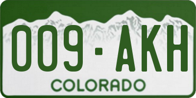 CO license plate 009AKH