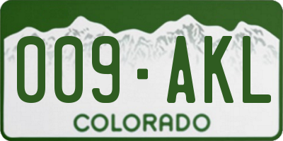 CO license plate 009AKL