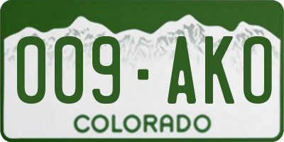 CO license plate 009AKO