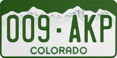 CO license plate 009AKP