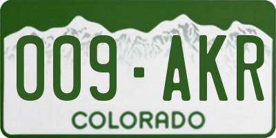 CO license plate 009AKR