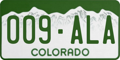 CO license plate 009ALA